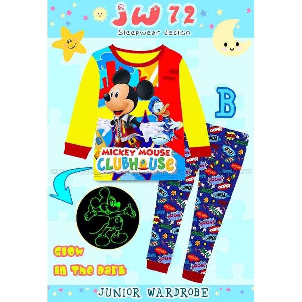 2y Mickey Mouse Piyama Anak Cowok Junior Wardrobe Jw72 B