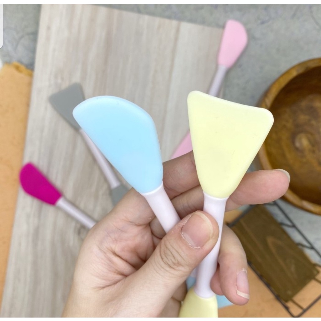 (B122) Kuas Spatula Silikon 2 in 1 / Spatula Silicon + Face Brush / Kuas Masker Silicon + Spatula Silico