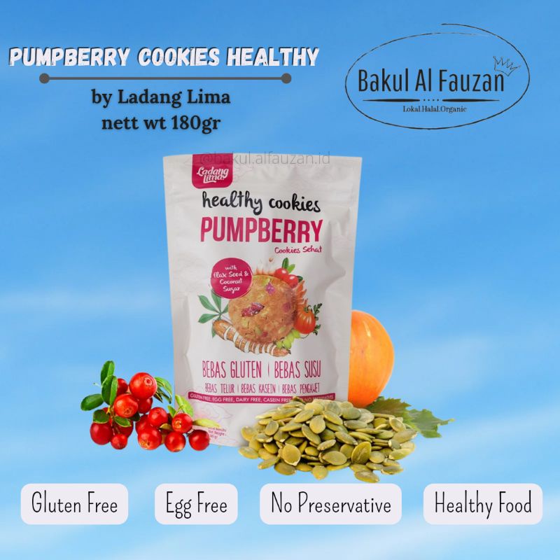 

Pumpberry Ladang Lima Cookies 180gr | Cemilan sehat Gluten Free