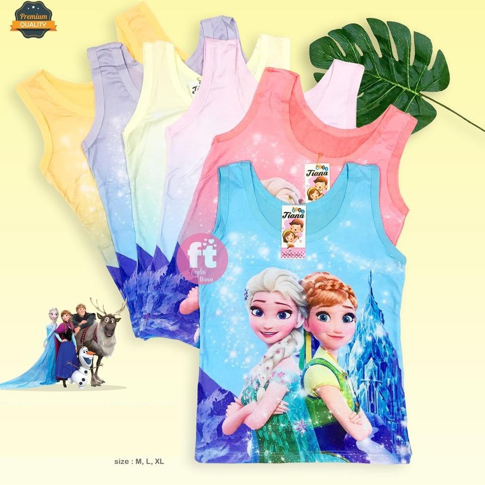 3 PCS TANKTOP anak Perempuan Motif Frozen - Tenktop balita umur 2 s/d 10 Tahun - Kaos Dalam Anak