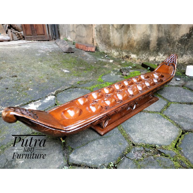 Congklak, Mainan Anak Dakon Perahu, Biji Kerang Laut, Dakon Kayu