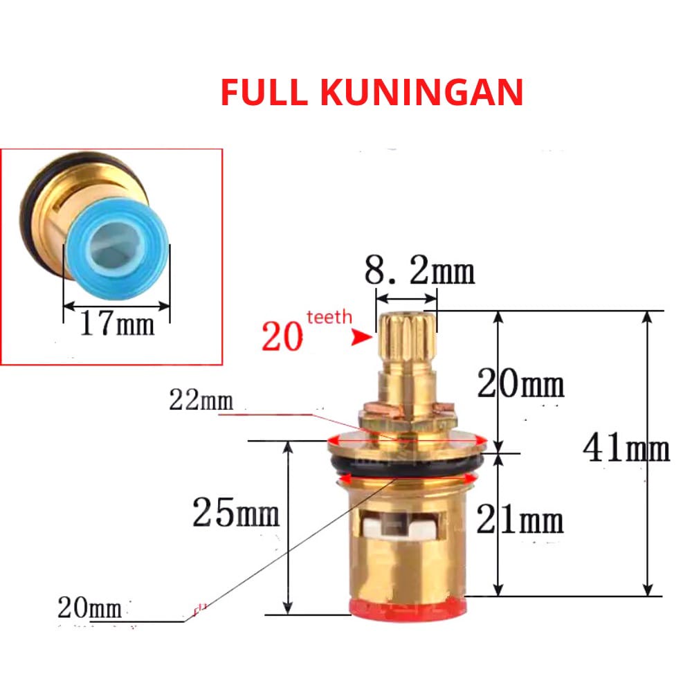 Jantung kran kran air Catridge Spare Part Kran Tembok Wastafel Cuci Piring Kuningan