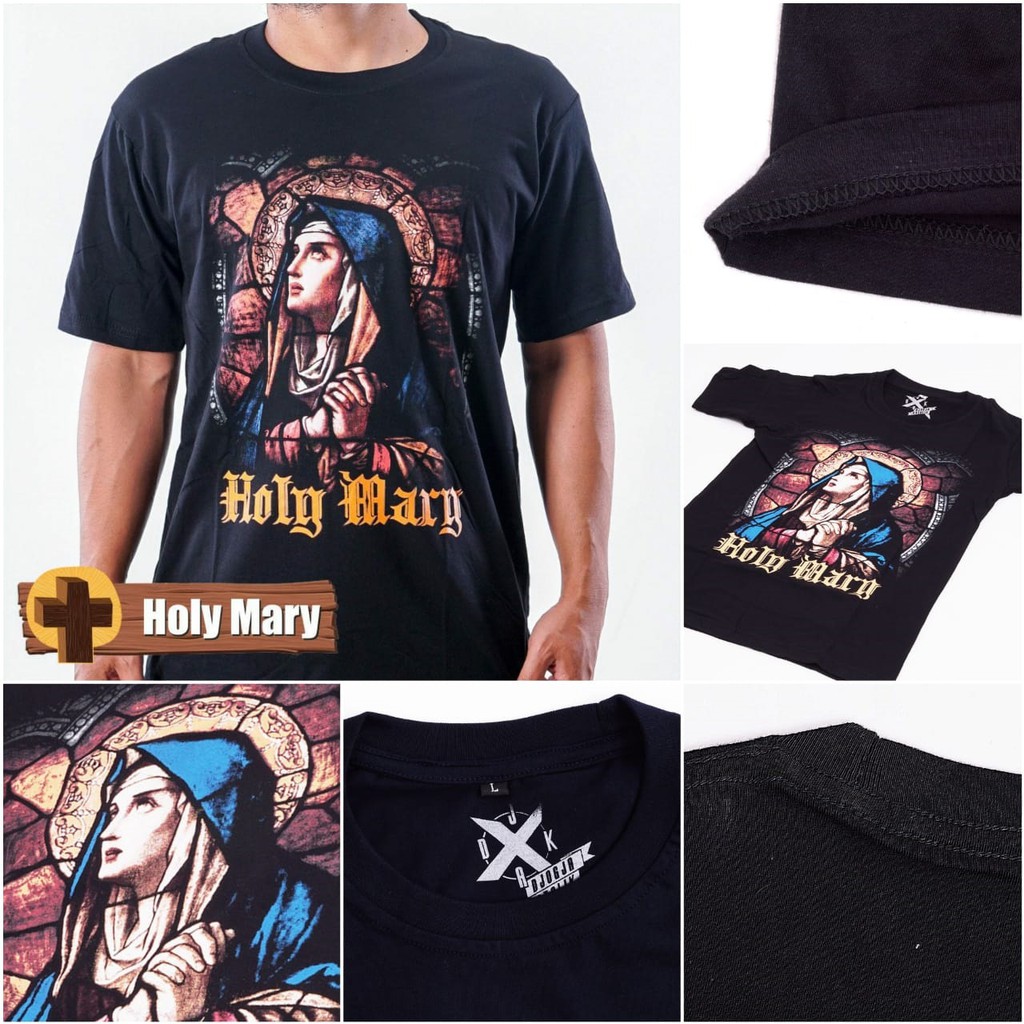 Holy Mary, Kaos Rohani Kristen, Kaos Rohani Katolik, Kaos Bunda Maria, Baju Gambar Bunda Maria