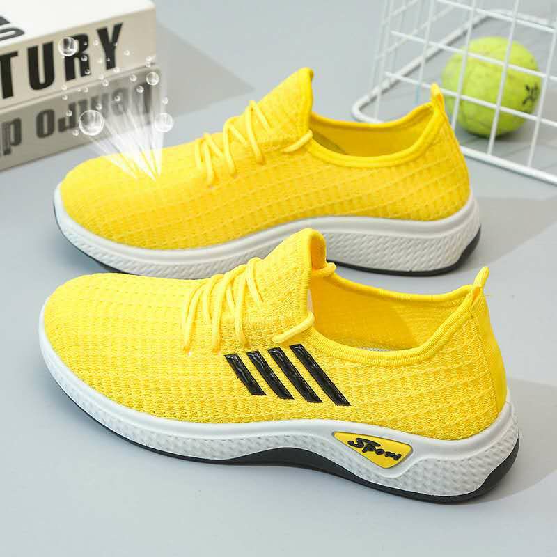 Sepatu Wanita Sepatu Sneakers Wanita Import Sepatu Sport Cewek Terbaru Kekinian Olahraga Senam Snikers Casual Keren-Kuning