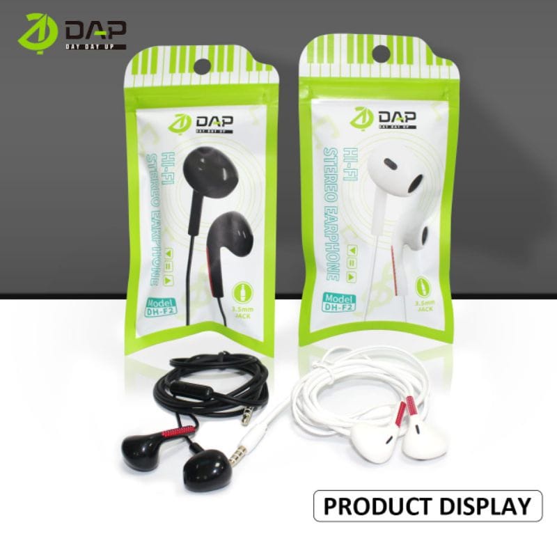 Headset DAP DH-F2 Packing Plastik Handsfree DAP DH-F2 Packing Plastik Earphone DAP DH-F2 STEREO ORIGINAL Packing Plastik