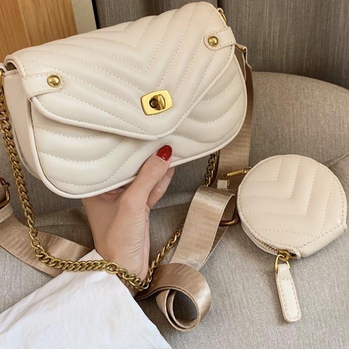 LADIESBAG - 2 IN 1 FREE POUCH TAS IMPORT SELEMPANG HANDBAG RANTAI WANITA CEWEK KONDANGAN KANTORAN LB