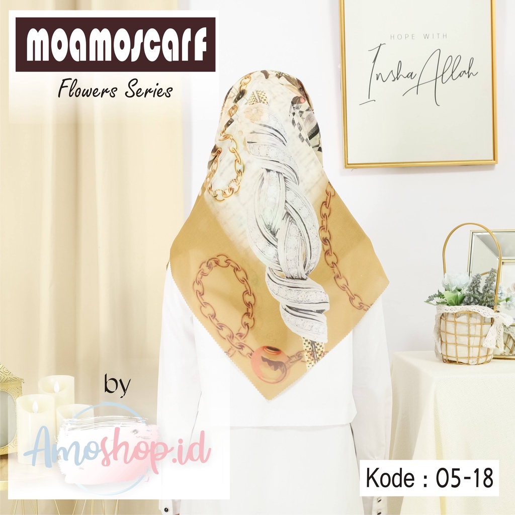 Hijab Segi Empat Voal Premium Murah Square Printing Scarf Flower Series