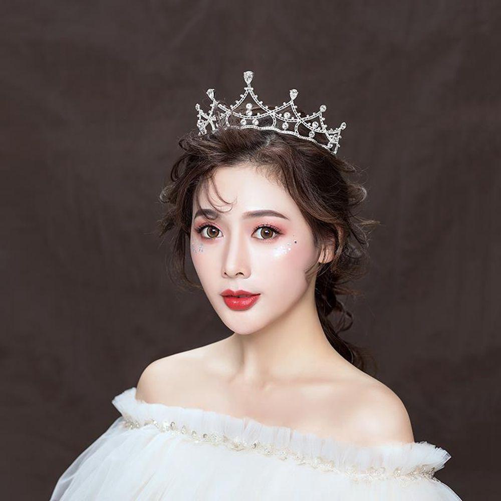 Needway   Mahkota Pengantin Fashion Ulang Tahun Mahkota Putri Mahkota Paduan Gadis Berlian Imitasi Bando Gaya Korea Hiasan Kepala Pengantin