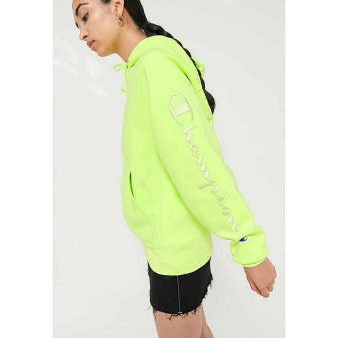 champion reverse weave lime hoodie sweatshirt