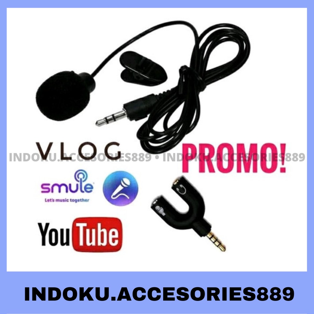 NEW Paket Youtuber Vlog Vlogger Smule Alat Rekaman Mic Clip ON &amp; Audio Spiliter U