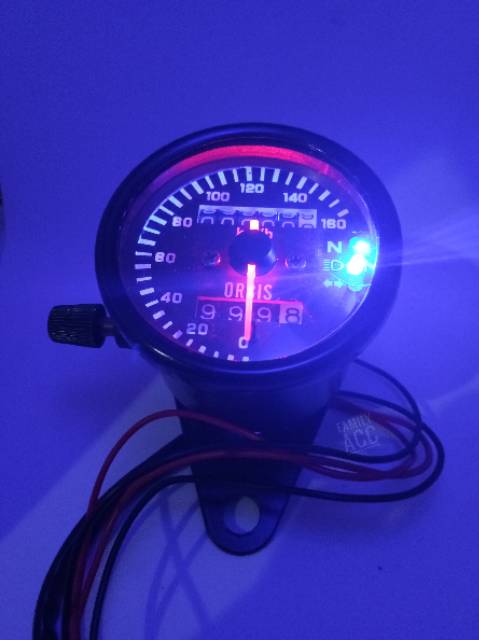 SPEEDOMETER KILOMETER CUSTOM HITAM VARIASI INDIKATOR LED MOTOR UNIVERSAL