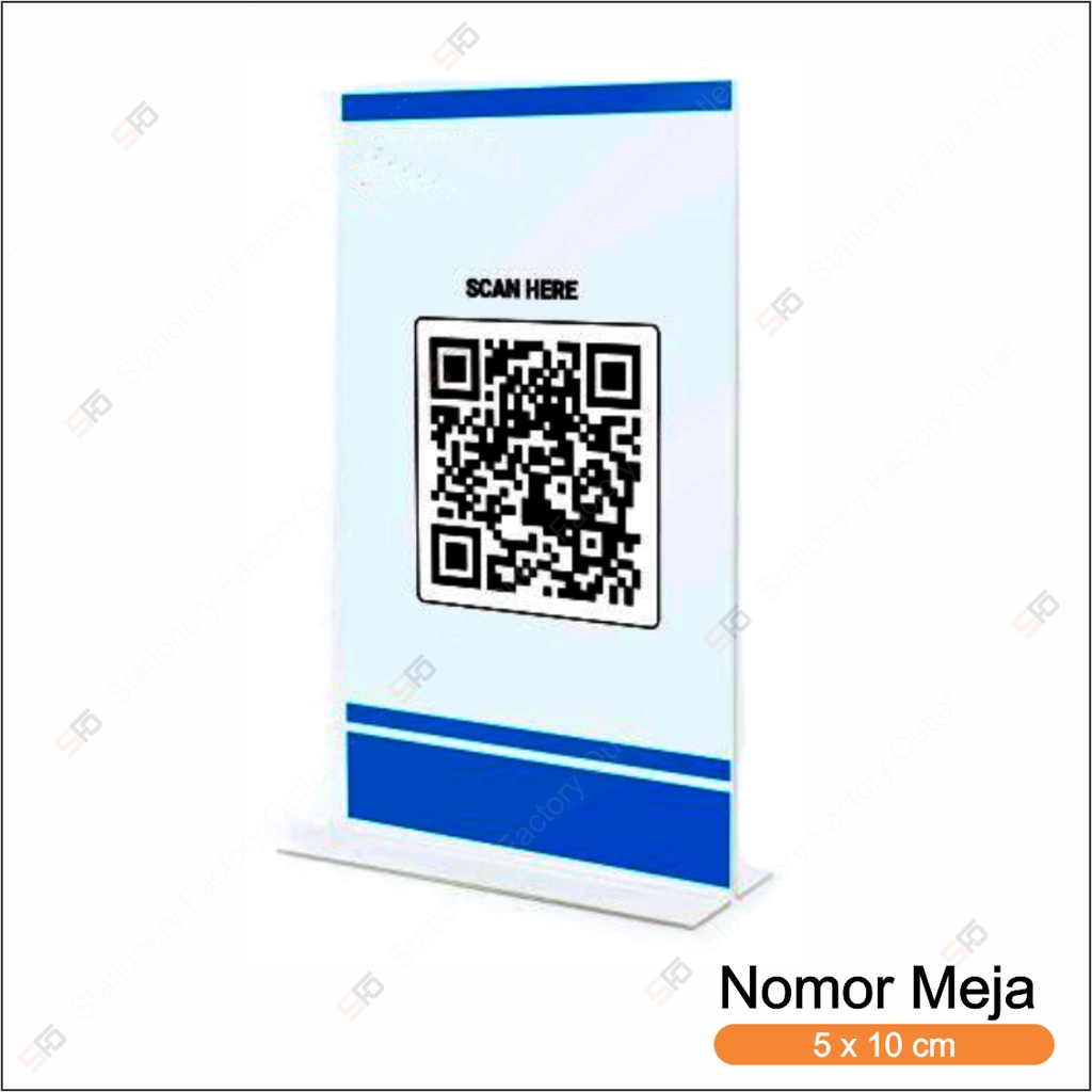 

Tempat Nomor Meja Akrilik - Tent Card Holder Acrylic Display QR 5 x 10 cm