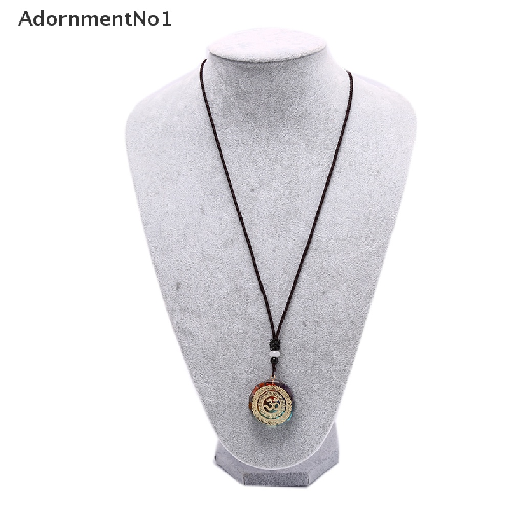 (AdornmentNo1) Orgonite Kalung Tali Dengan Liontin Batu Chakra Om Untuk Meditasi Energi / Penyembuhan Handmade