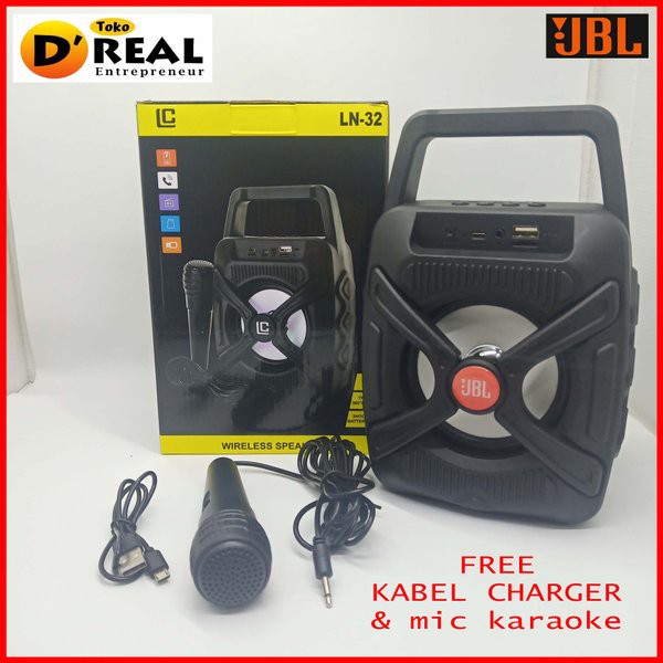 SpeakerJBL Wireless Bluetooth JBL LN 32 Portable Wireless Speaker JBL LED LN 32  Mic Karaoke