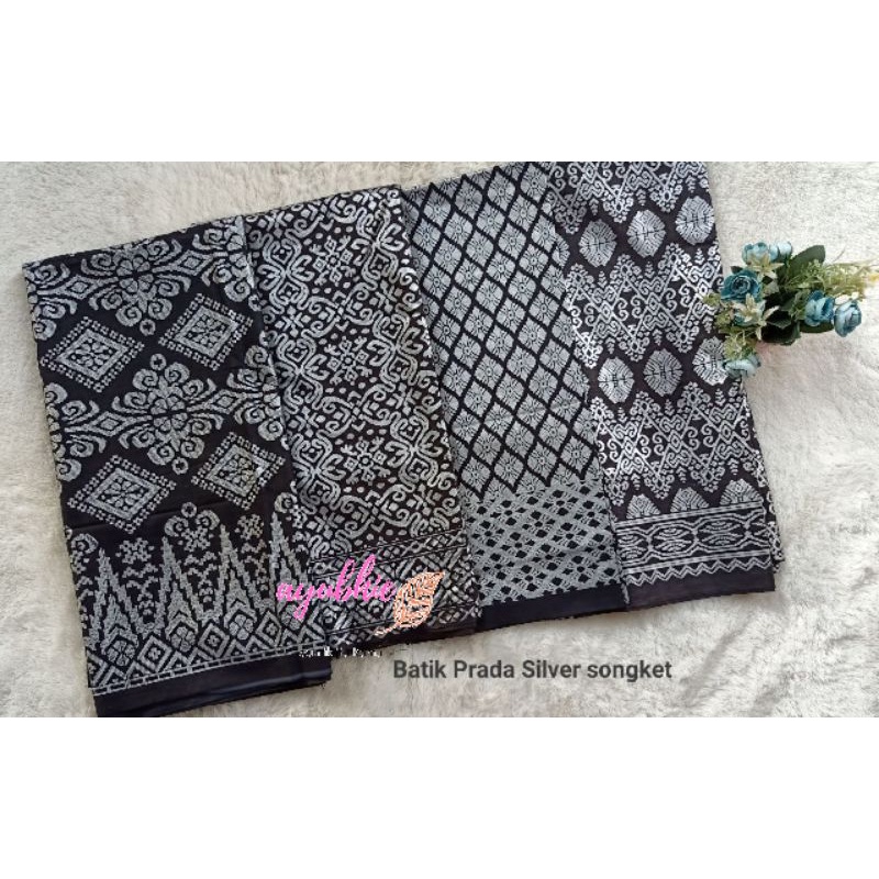 Kain Batik Jarik Set kebaya Brokat Tile Mutiara seragam bridesmaid silver abu abu
