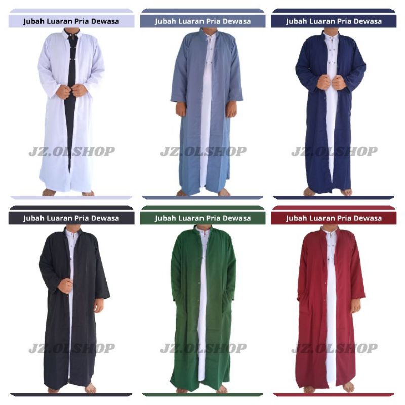 Jubah Luaran Habib/Jubah Luaran Gamis/Jubah Belah Pria/Warna Putih
