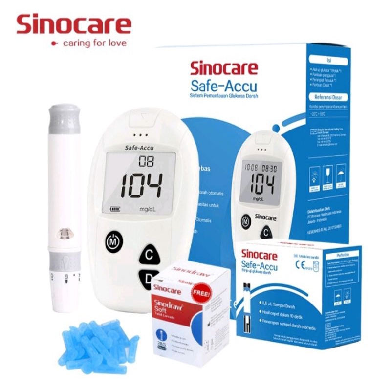 Sinocare Glucose/alat cek gula darah/ Sinocare Glucose Meter+Strip
