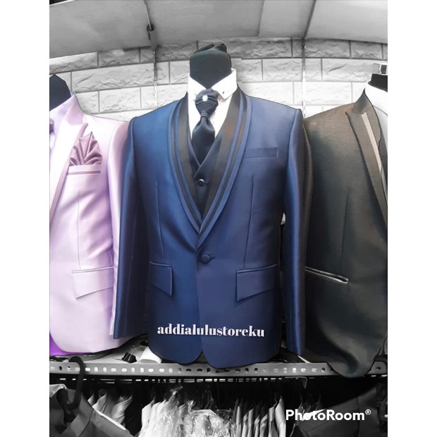 Jas pengantin pria navy /jas wedding dongker modern/jas formal premium/jas resepsi mewah