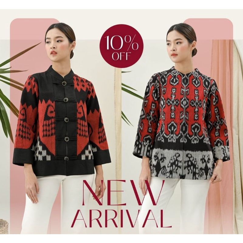 atasan tenun - blouse tenun wanita lengan panjang - blouse batik tenun wanita