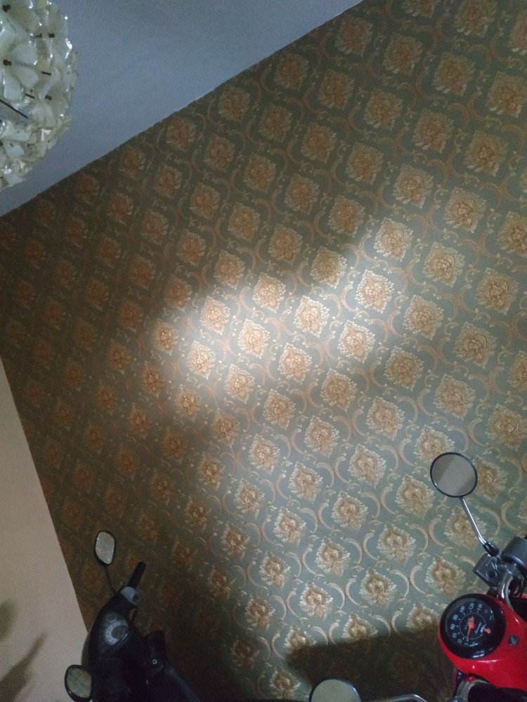 Wallpaper Dinding Klasik Biru Cream Gold Abu Mewah Emboss