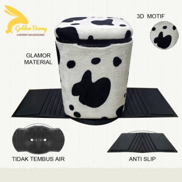Tempat Sampah Mobil Lucu Motif Baby Moo Sapi / Tong Sampah Mobil Unik