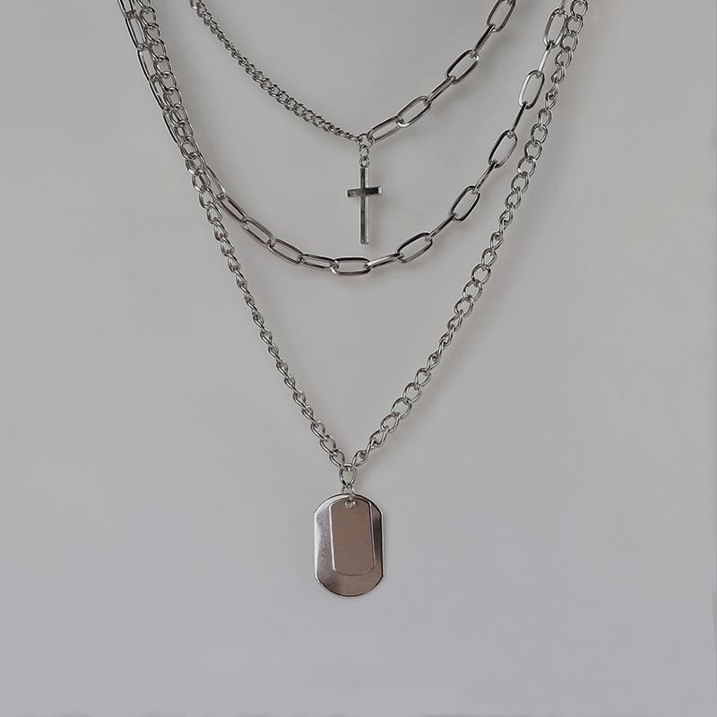 Multilayer Cross Necklace Accessories Street Hip Hop Clavicle Chain Trendy Personality