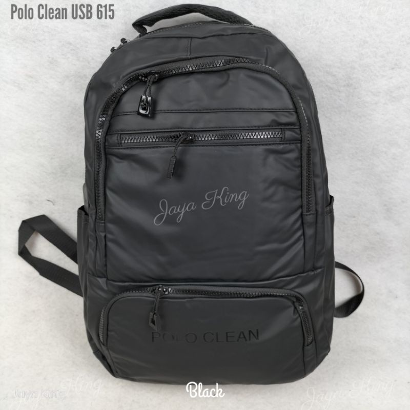 Ransel Waterproof Polo Clean Bahan Micro Tas Sekolah Kerja Pria Wanita Anti Air