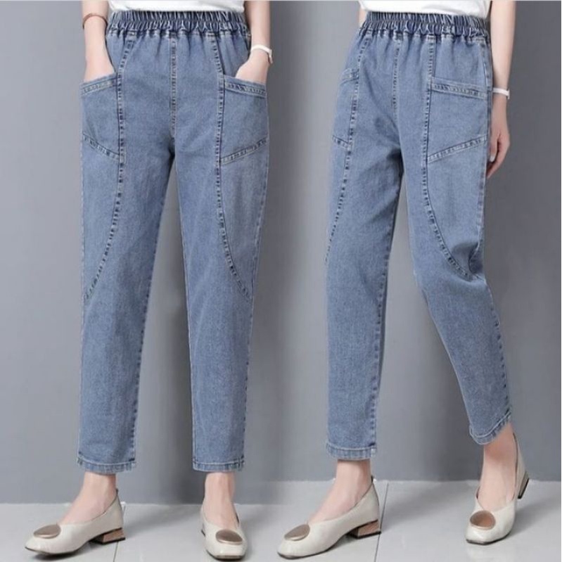 Celana Jeans Wanita High Waist Model Gantung Santai | Outfit Remaja Terbaru Kekinian