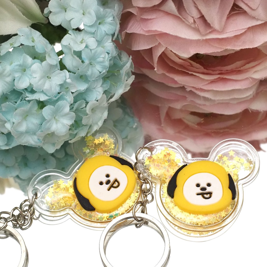Gantungan Kunci BT21 Glitter Manik Manik Star 3D Karakter Timbul Bubble Bening Lucu Unik Karakter BTS-CHIMMY