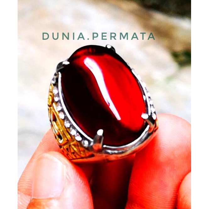 CINCIN BATU AKIK PERMATA MERAH SIAM SIAP PAKAI ASLI TERMURAH
