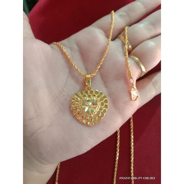 kalung tambang love jumbo 50cm dan 60cm lapis emas 24 k