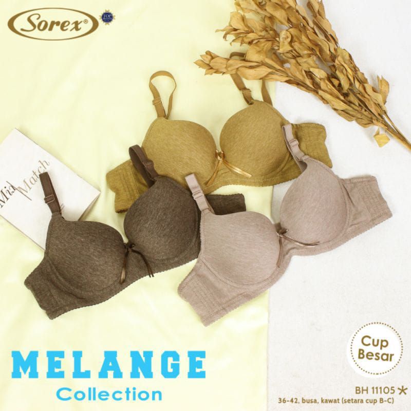 SOREX bra Melange Collection 11105 busa Tipis berkawat Kait 3 Setara Cup B- C