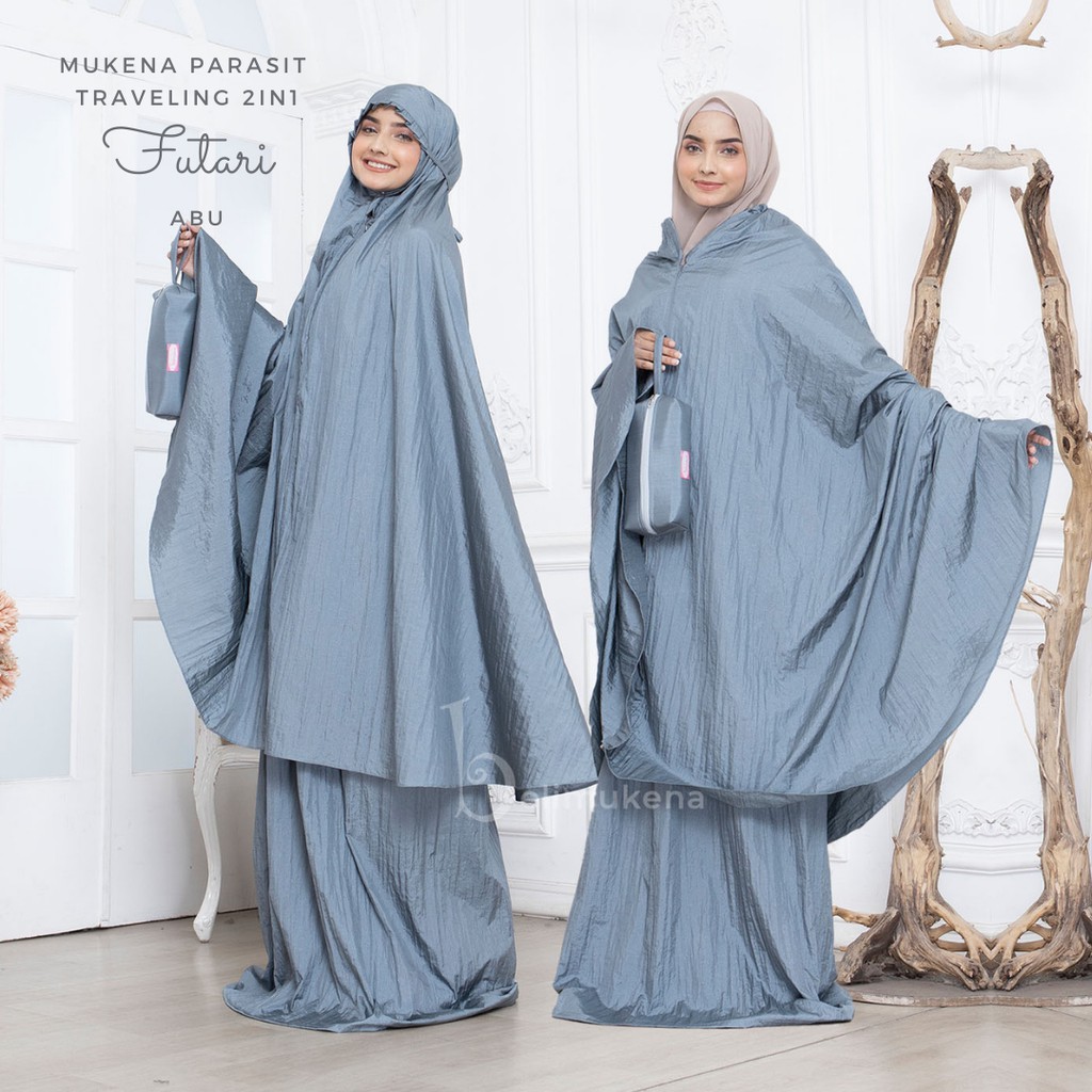 Mukena Dewasa Parasit Polos Premium Traveling 2in1 Futari