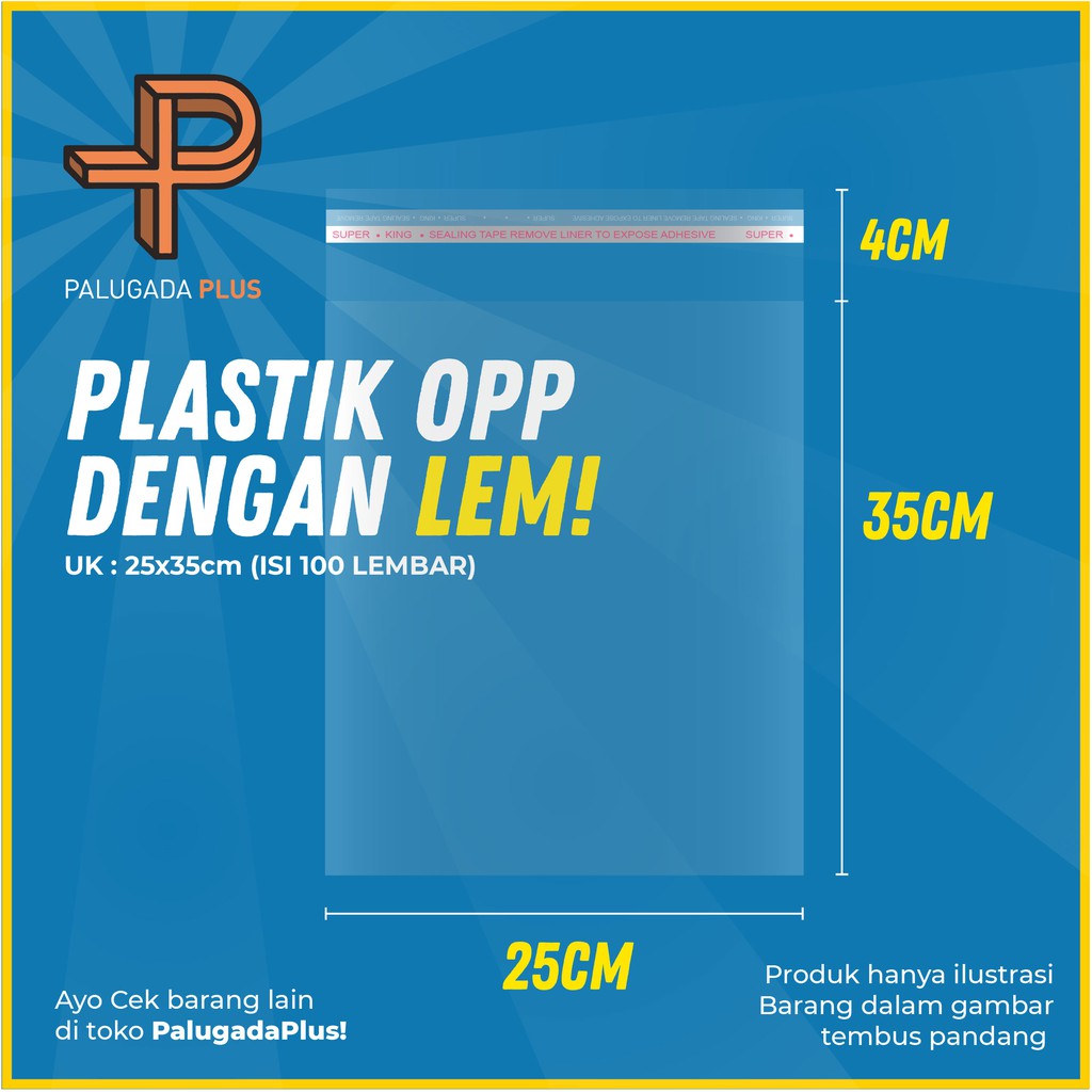 

PLASTIK OPP LEM UK 25x35cm +4cm (LEM) 1pack isi 100