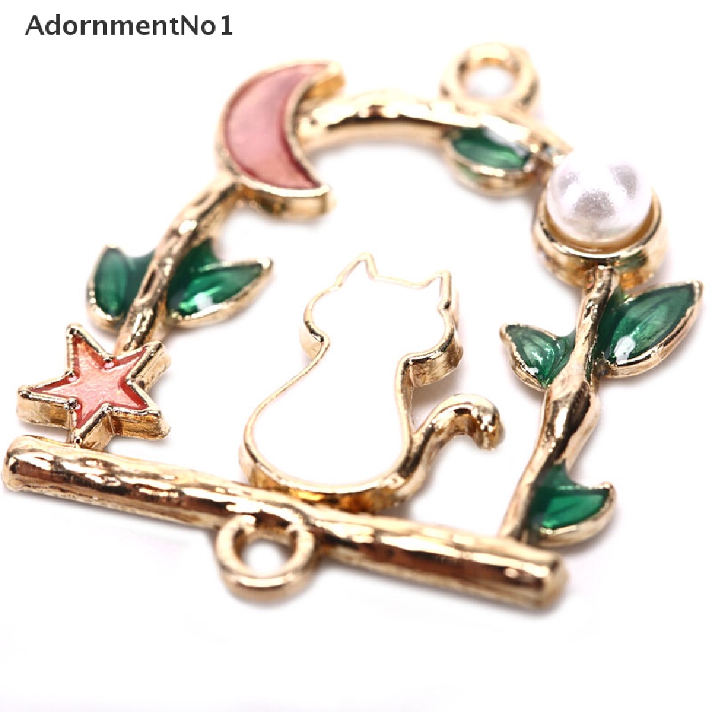 (AdornmentNo1) 10pcs / Lot Liontin Bahan Alloy Desain Bulan / Bintang / Kucing Enamel Menarik Untuk Perhiasan DIY