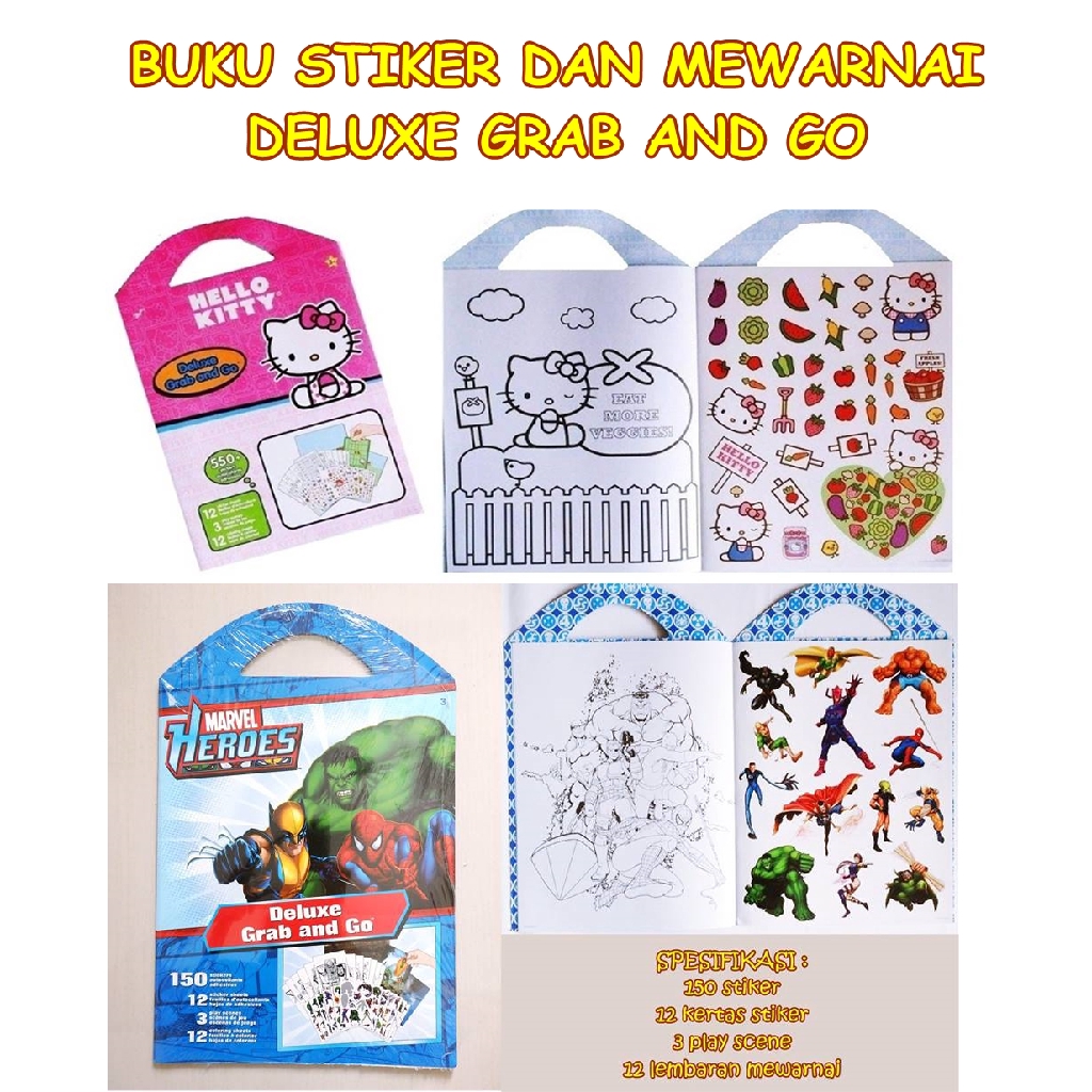 BUKU MEWARNAI DAN STICKER ANAK DELUXE GRAB AND GO