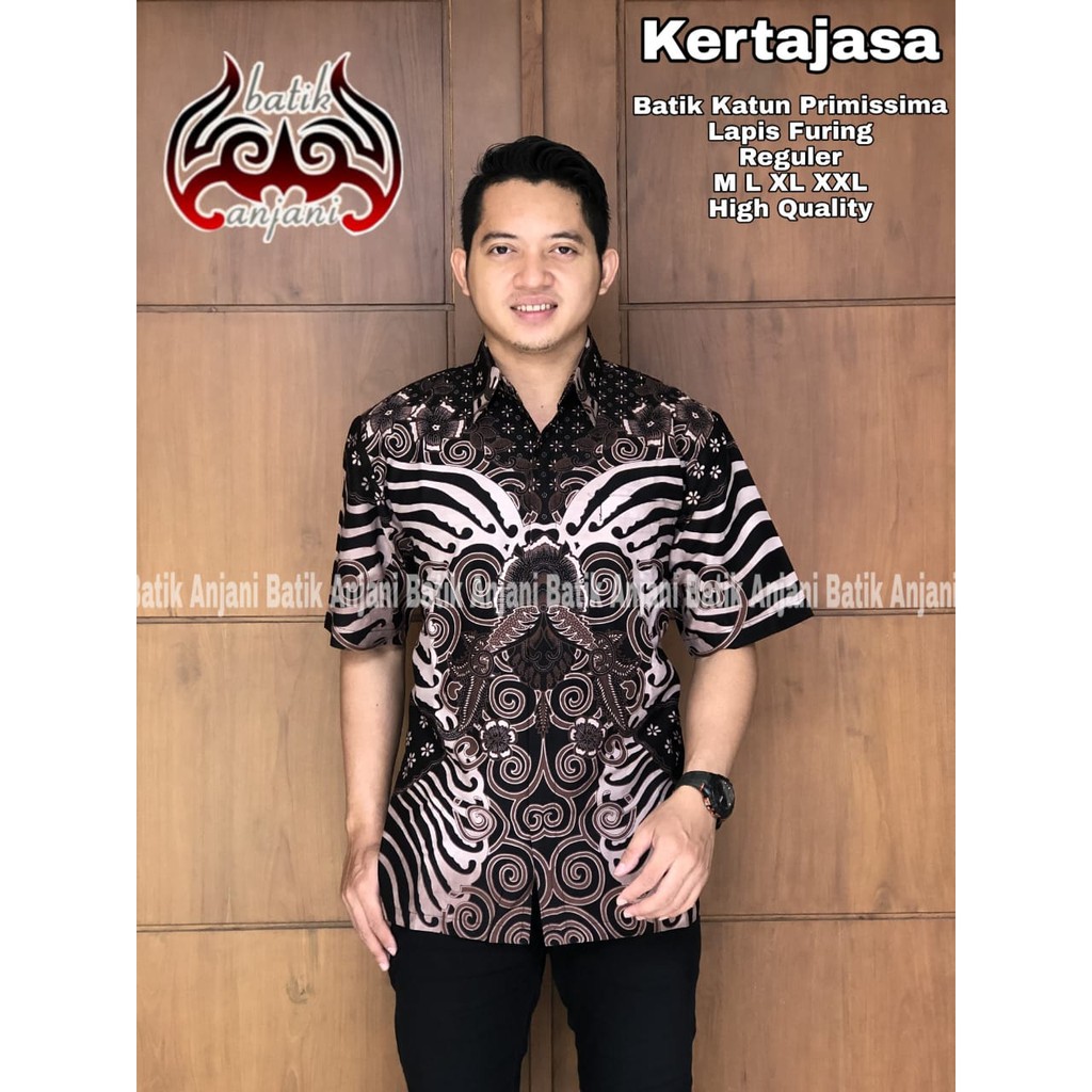 Batik Pria KERTAJASA PENDEK Kemeja Full Furing Bahan Katun Primisima