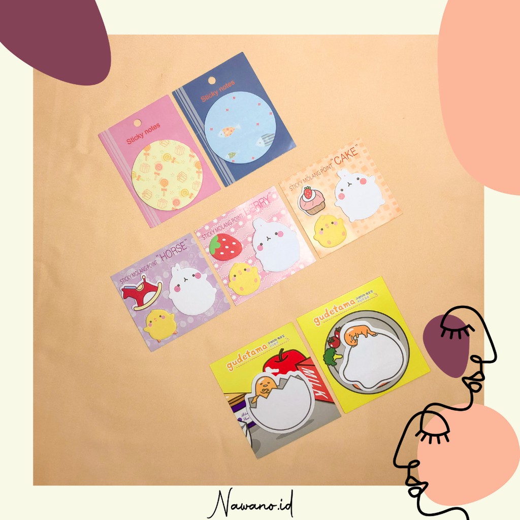 

Sticky Notes Molang / Sticky Notes Gudetama / Memo Mini Tempel (NAWANO.ID)