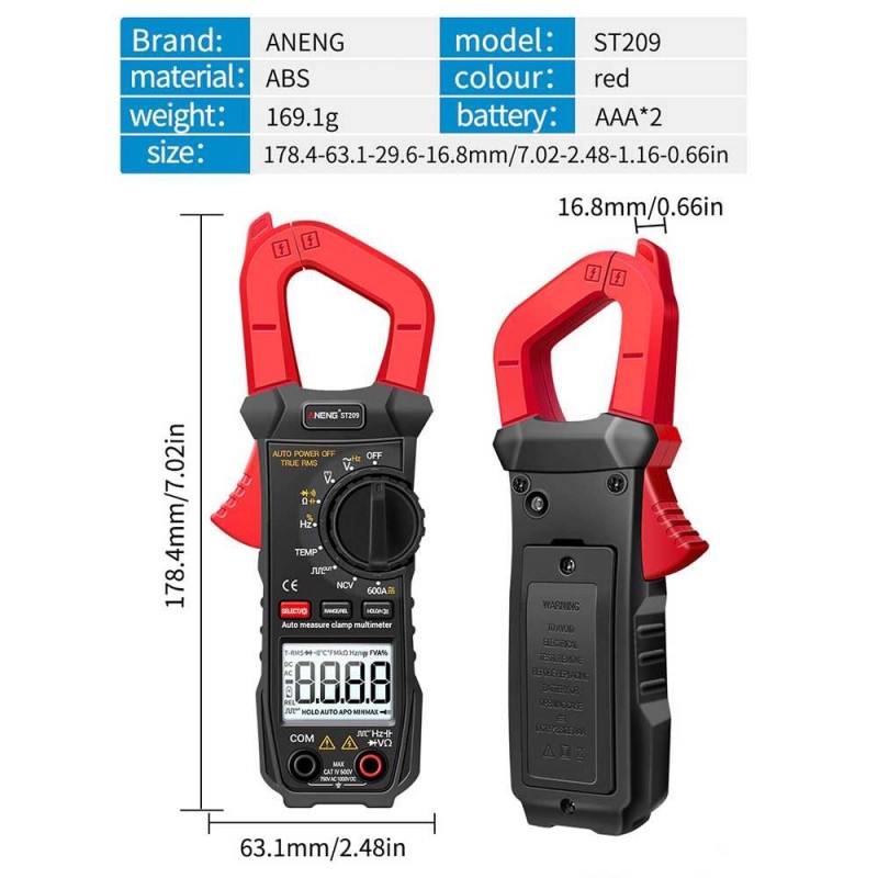 Clamp Meter Multimeter Digital Multitester Tang Amper Pengukur Arus ST209