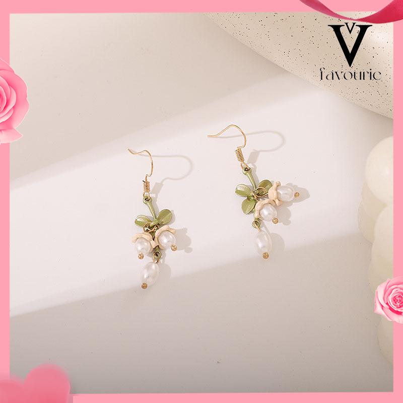 [COD]Anting Stud Desain Anggrek Aksen Mutiara Untuk Anak Perempuan-FA