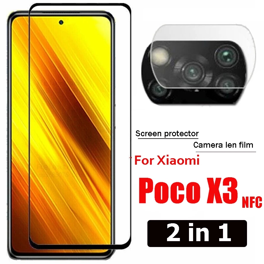 2 In 1 Tempered Glass Pelindung Layar + Lensa Film Nfc Untuk Xiaomi Mi Poco X3 Poco X3