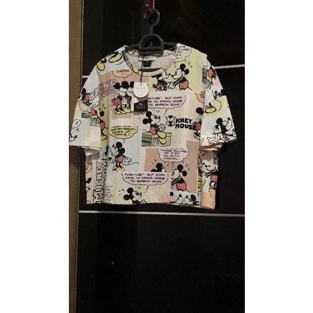 Stradivarius Mickey & Minnie Crop T-Shirt 100% Original