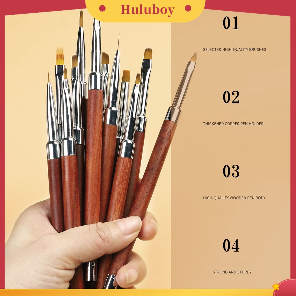 Huluboy Huluboy♡ Brush Liner Kuku Ultra Tipis Gagang Ergonomis Reusable Untuk Nail Art / Manicure