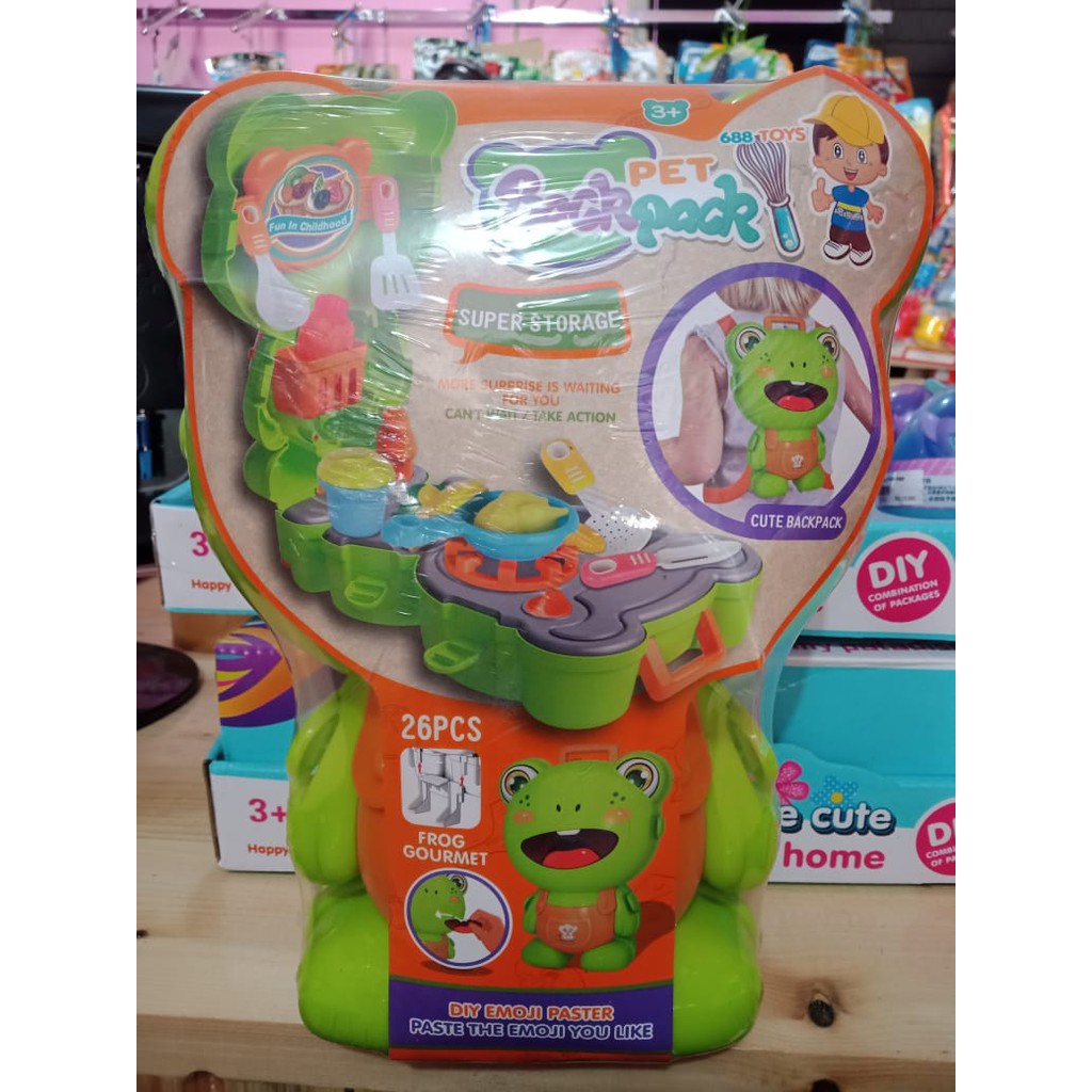 pet backpack frog / mainan anak / mainan backpack