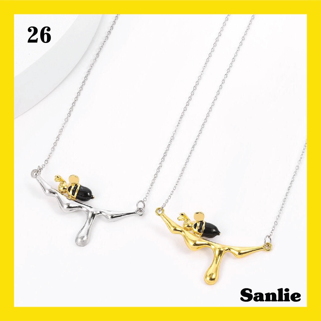 Sanlie Kalung Titanium Wanita Korea  Kalung Liontin Fashion Murah Model Lebah 26