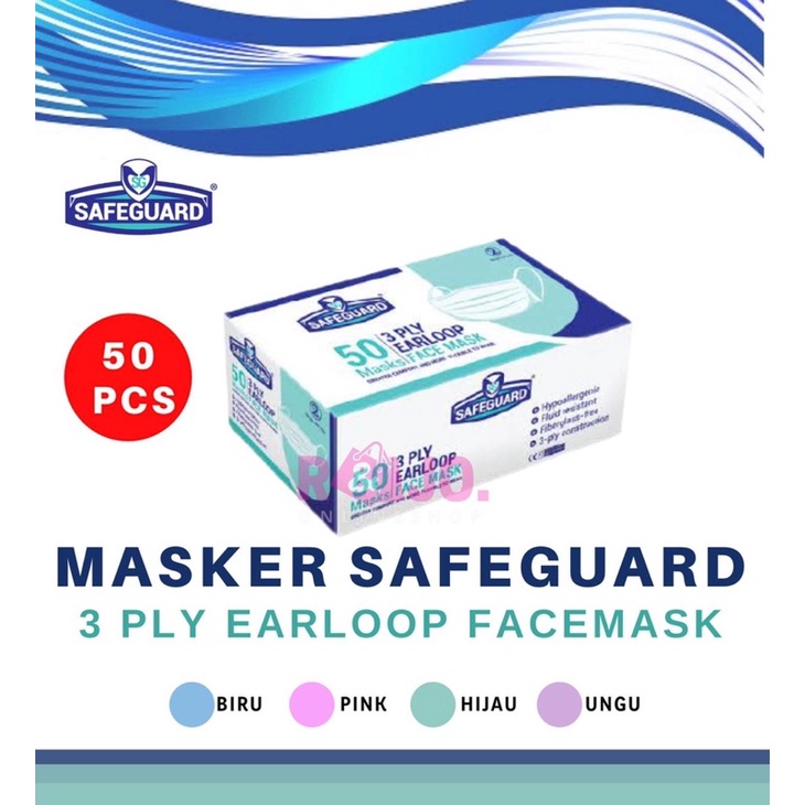 Masker SafeGuard earloop 3ply by isi 50 pcs