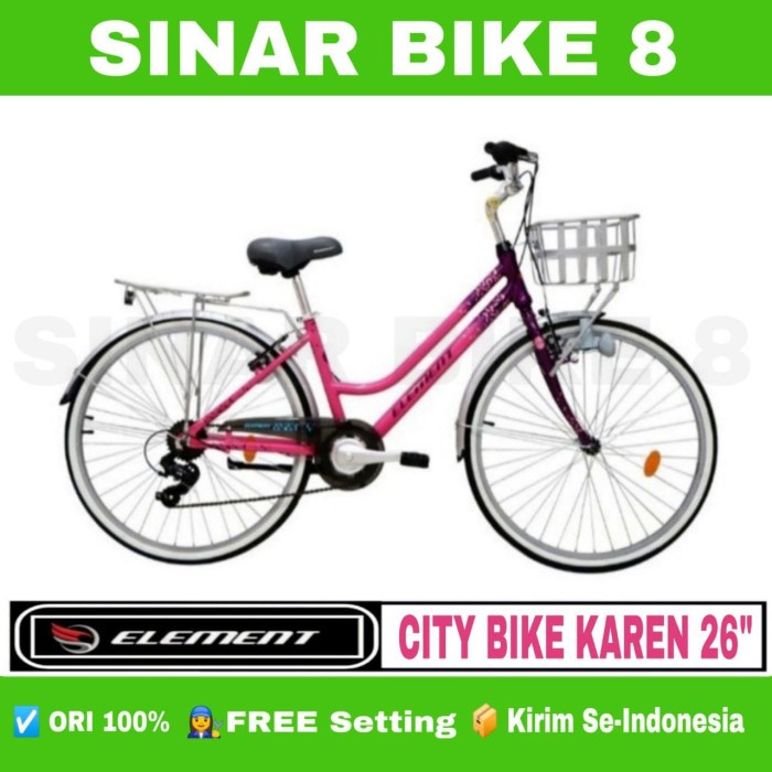 Sepeda Keranjang Dewasa Ukuran 26 Inch ELEMENT KAREN City Bike 7 Speed