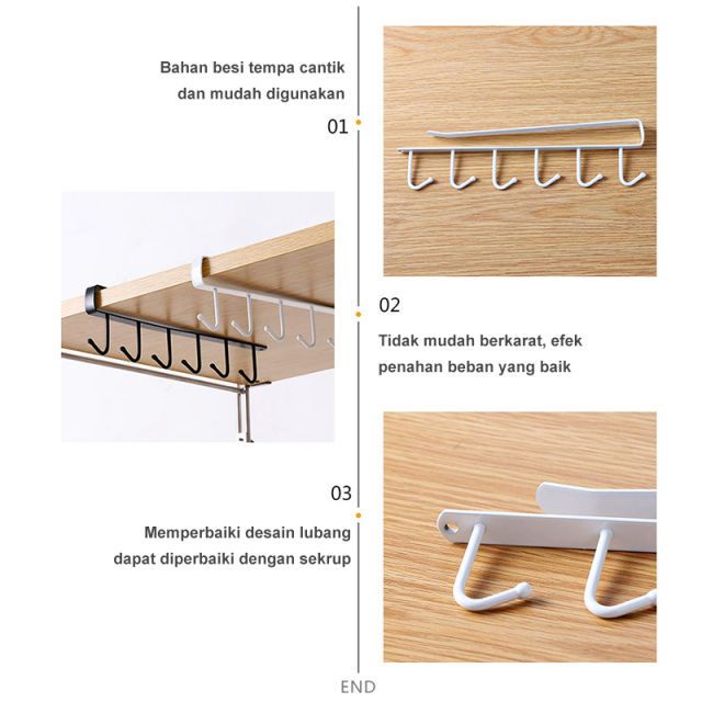 Rak Gantung Cantolan Alat Dapur Handuk Tempel Dinding Stainless Steel Gantungan Gelas Spatula