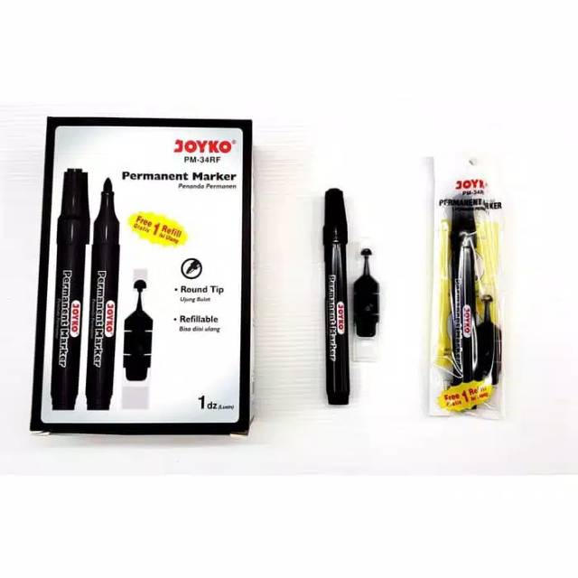 

Permanent Marker / Spidol Permanent + Refill Joyko PM 34-36 ( Free Refill