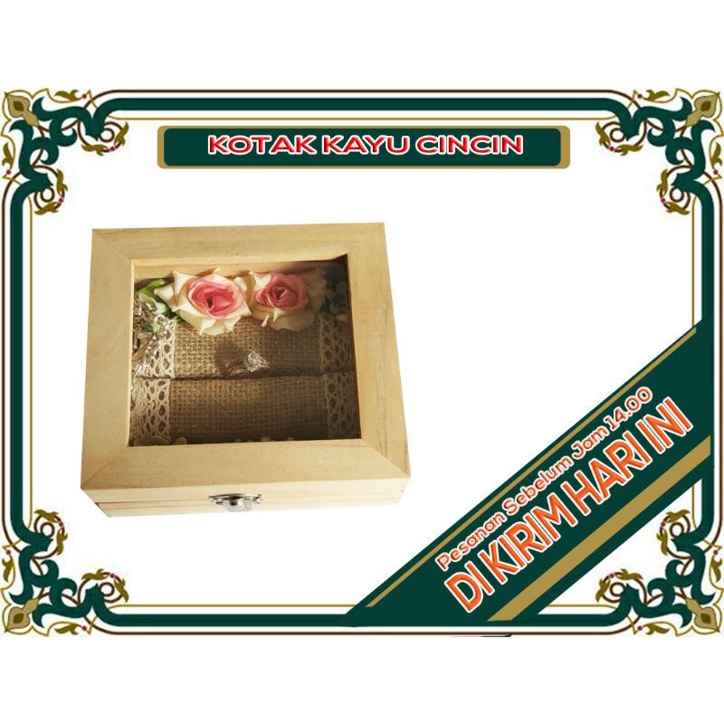 Kotak cincin Kayu_Ring box_Kotak cincin seserahan_Tempat Cincin lamaran_Tempat cincin tunangan